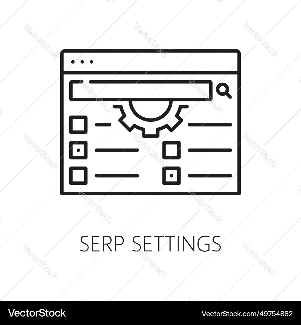 Serp settings icon search engine result page Serp settings icon search engine result page vector image