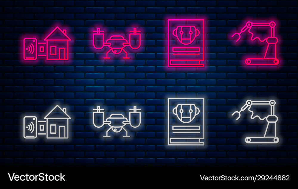 Set line drone flying with action camera user vector image