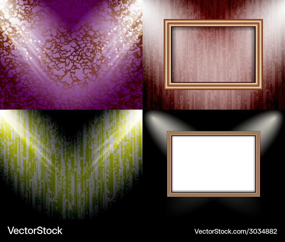 Set of background with frames and spotlights Vector Image