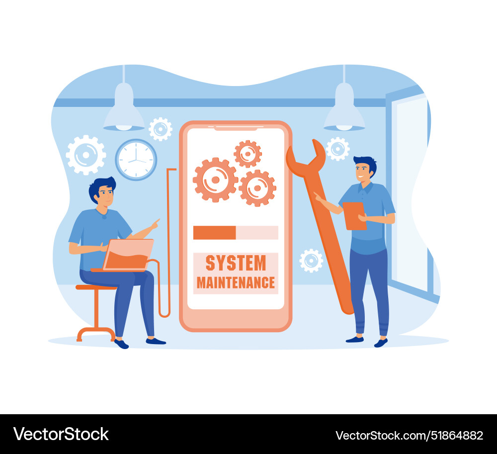 System maintenance concept update program System maintenance concept update program vector image