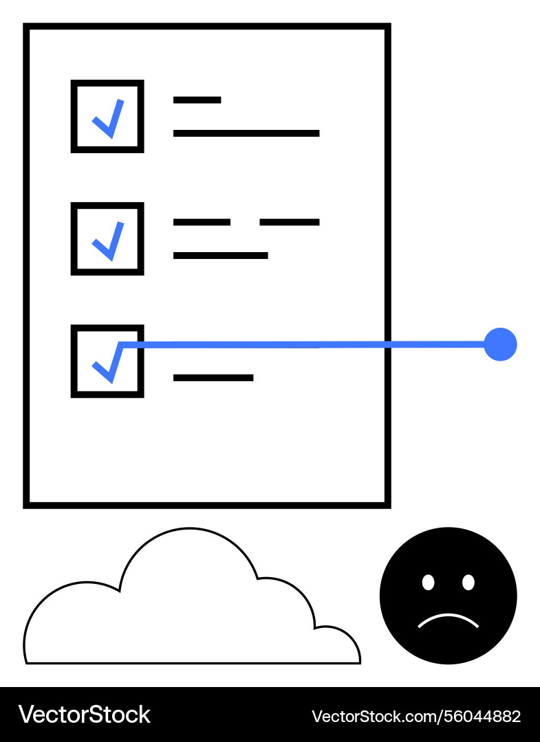Task list with checkmarks blue connection line Task list with checkmarks blue connection line vector image
