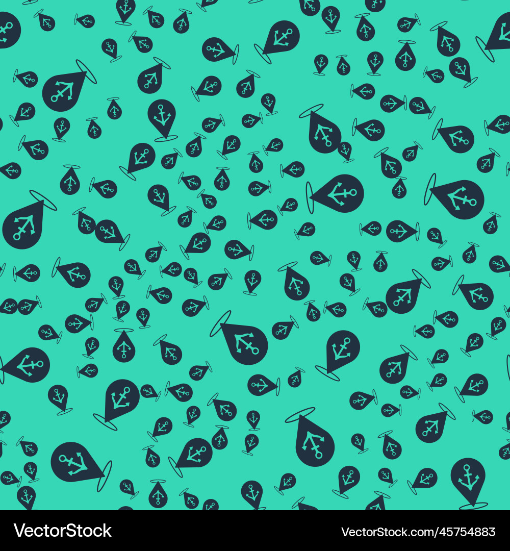 Black map pointer with anchor icon isolated Black map pointer with anchor icon isolated vector image