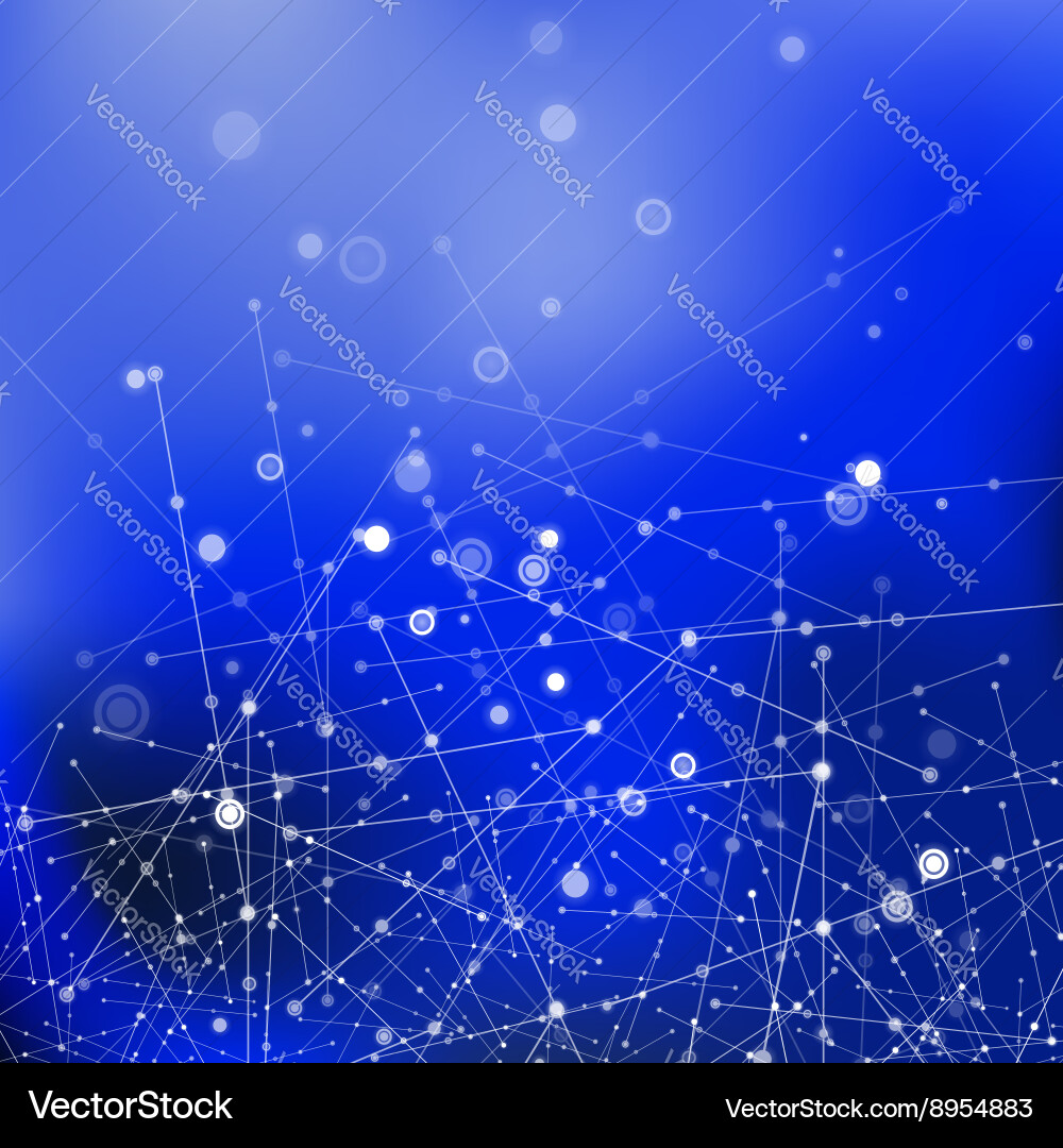Blue technology background with particle vector image