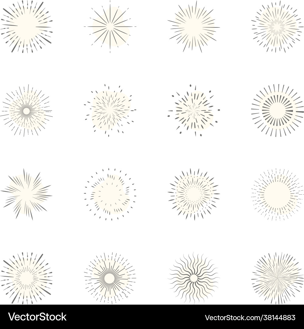 Bursting pattern linear icons pack Vector Image