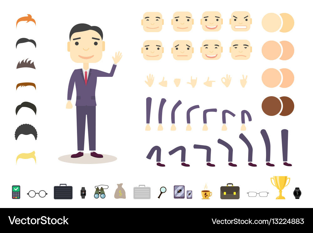 Businessman character creation set build your own vector image