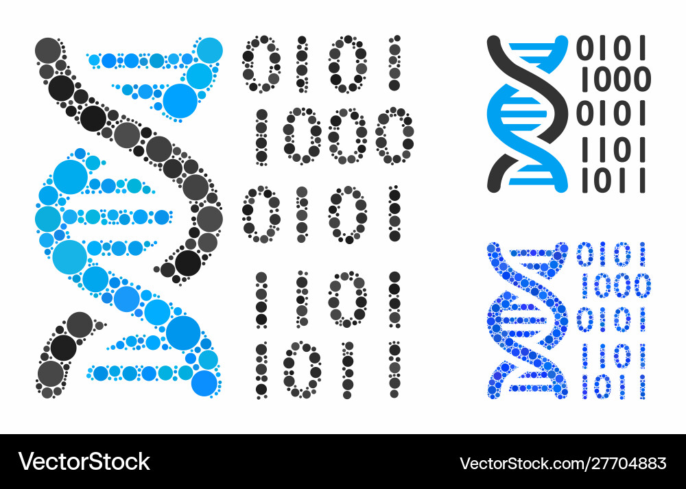 Dna binary code composition icon circles Dna binary code composition icon circles Vector Image