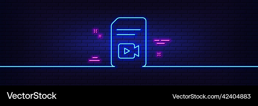 Document with video line icon vlog file sign Document with video line icon vlog file sign vector image