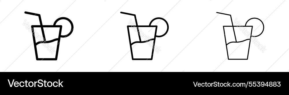 Drink icons in three different stroke lines Vector Image