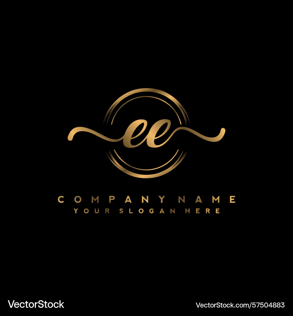 Ee initial handwriting logo with circular wave Vector Image