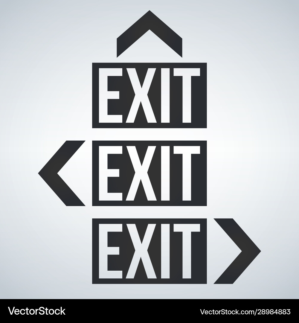 Emergency exit with arrow icons set Emergency exit with arrow icons set vector image