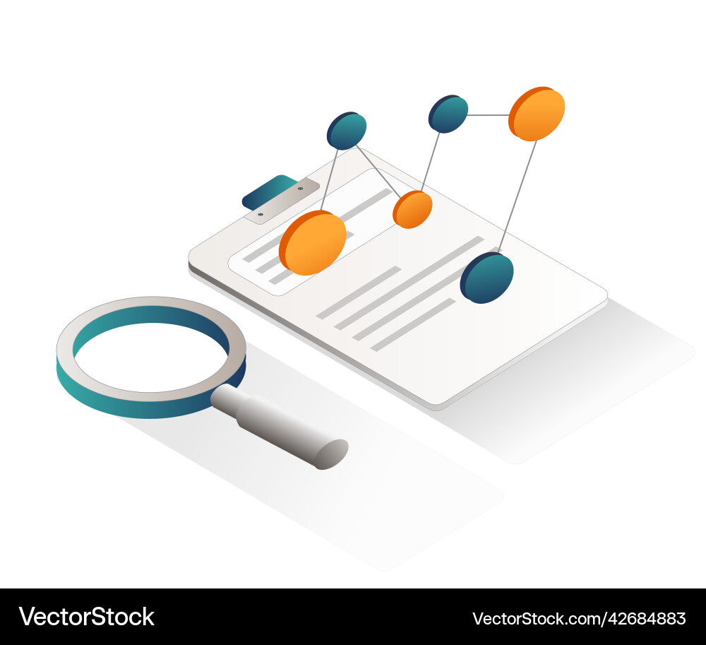 Isometric flat concept experimental data analysis Isometric flat concept experimental data analysis vector image