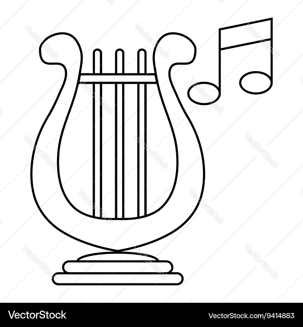 Lyre and two notes icon outline style Vector Image