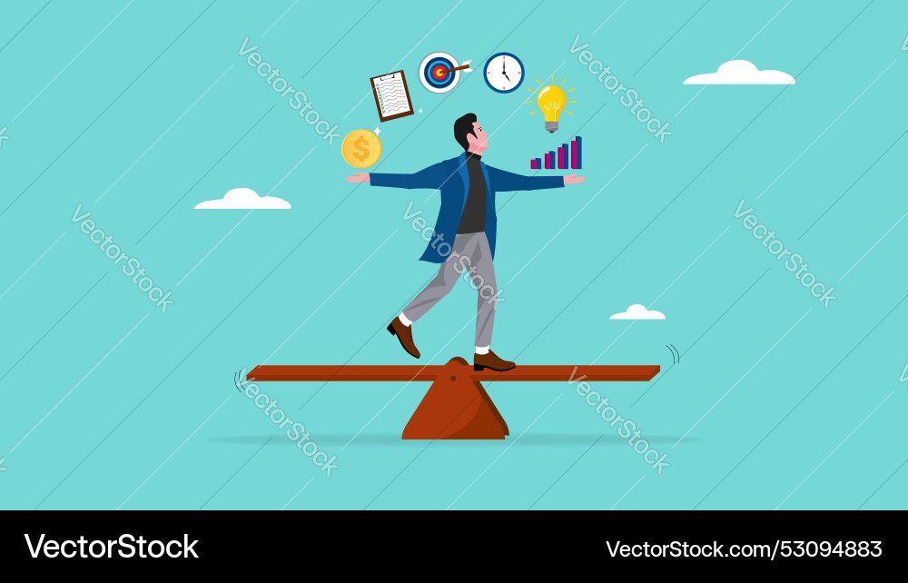 Multitalented worker multiple project management Multitalented worker multiple project management vector image