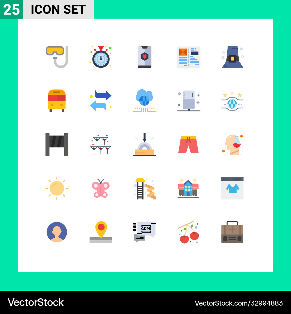 Pack 25 modern flat colors signs and symbols Vector Image