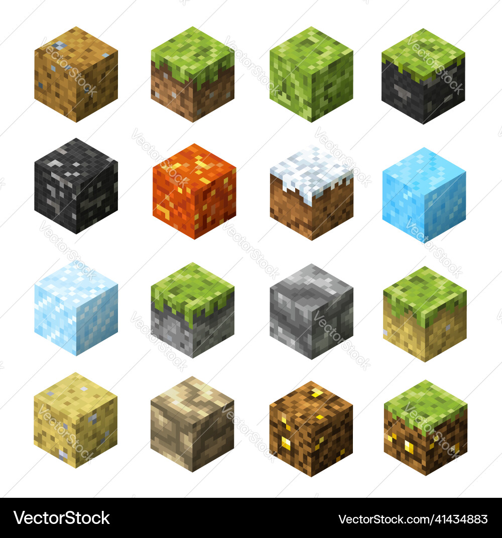Pixel Block Game Resources vector image