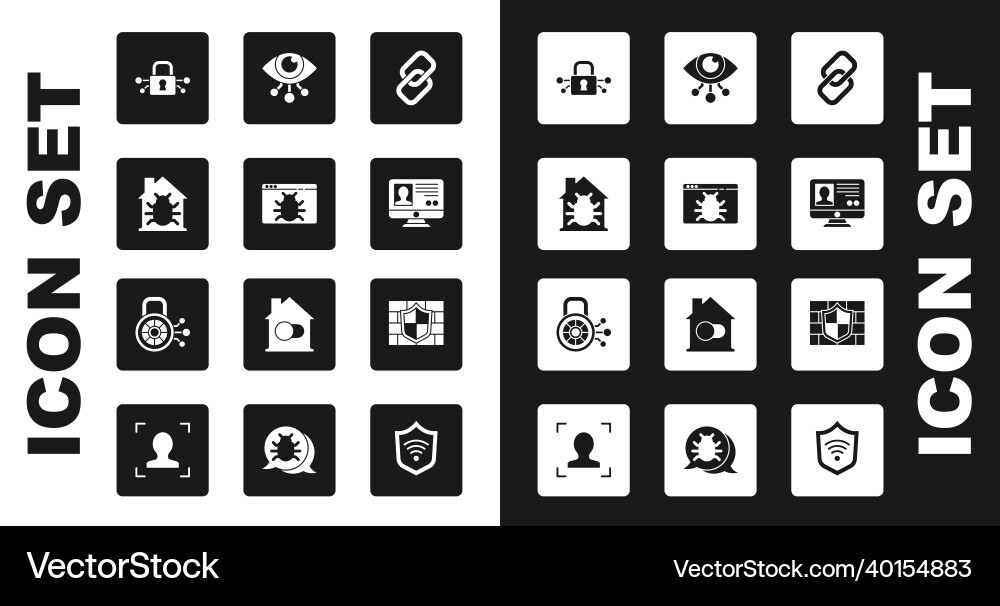 Set chain link system bug house cyber Set chain link system bug house cyber vector image