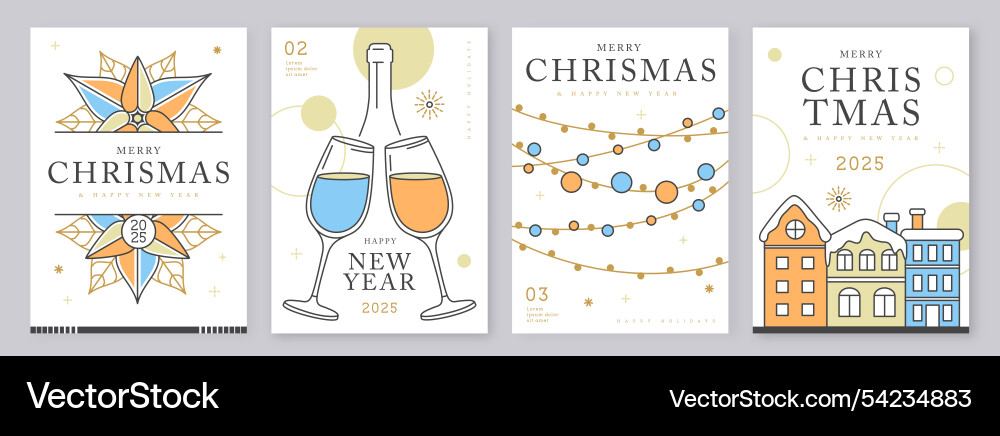 Set of merry christmas and happy new year cards Set of merry christmas and happy new year cards vector image