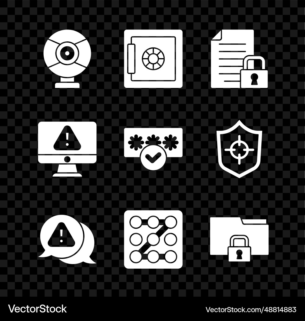 Set security camera safe document and lock Set security camera safe document and lock vector image