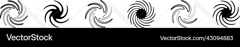 Spiral swirl whirl shape element set Vector Image