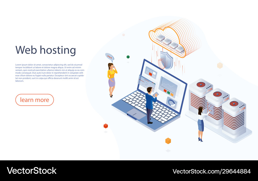 Cloud Data Flow Hosting Concept vector image