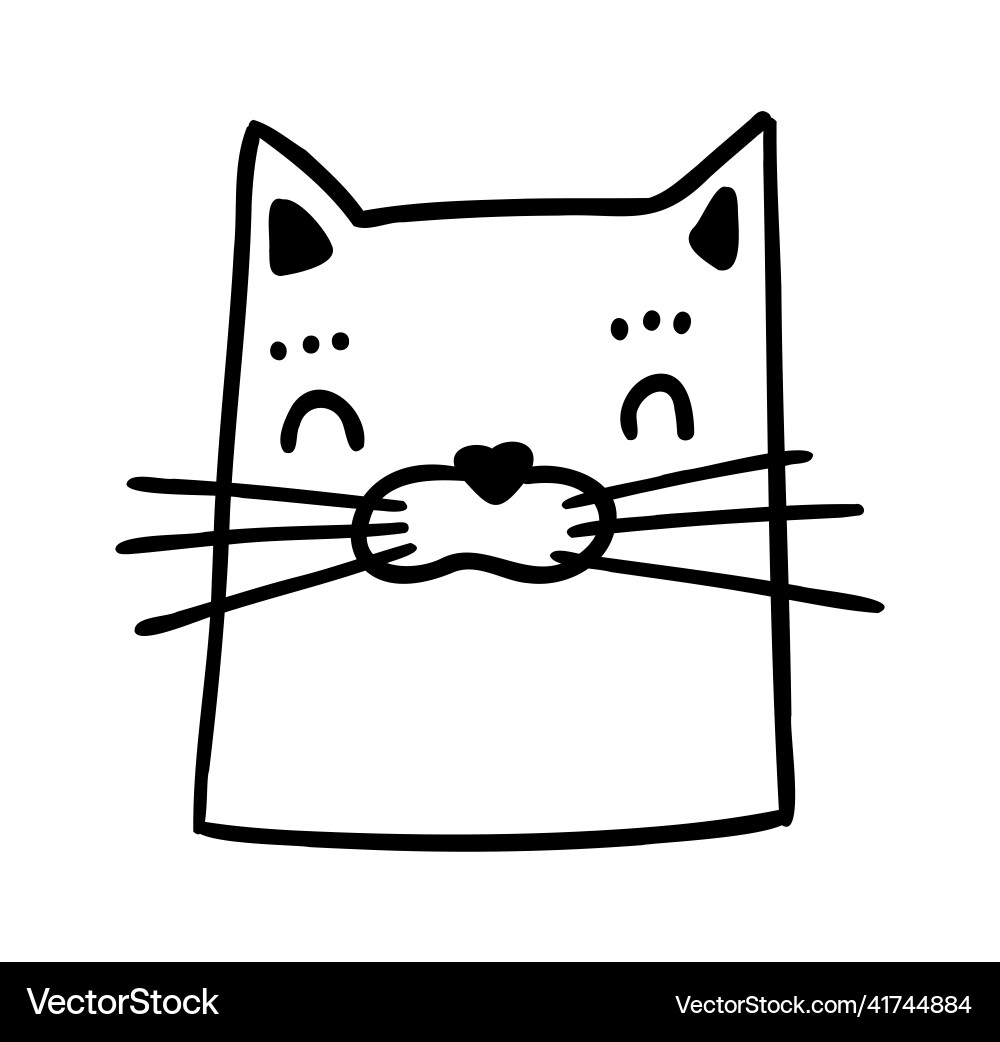 Cute handdrawn cat funny doodle kitty Vector Image