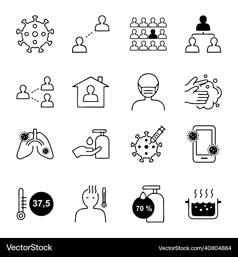 Flu icons set collection of linear simple Vector Image