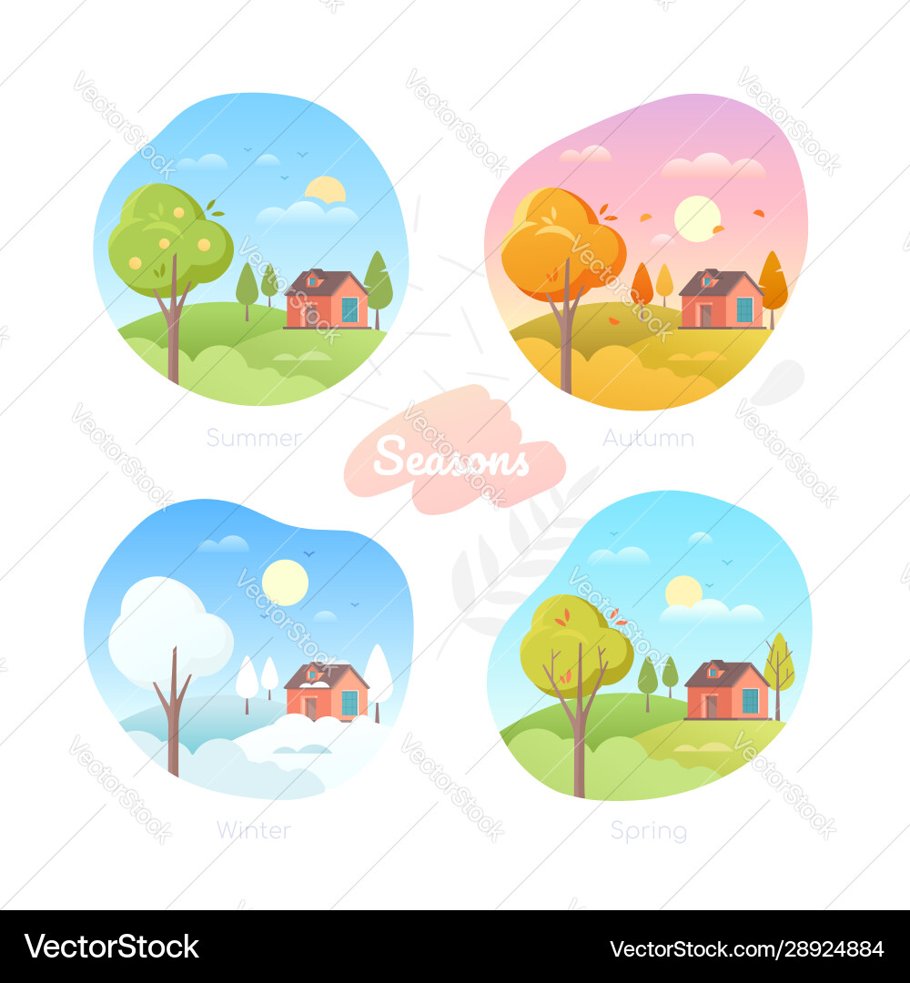 Four seasons - set flat design style Four seasons - set flat design style vector image