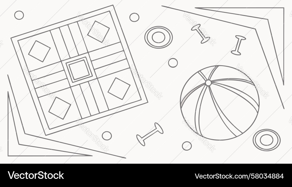 Geometric Square Pattern with Objects Vector Image