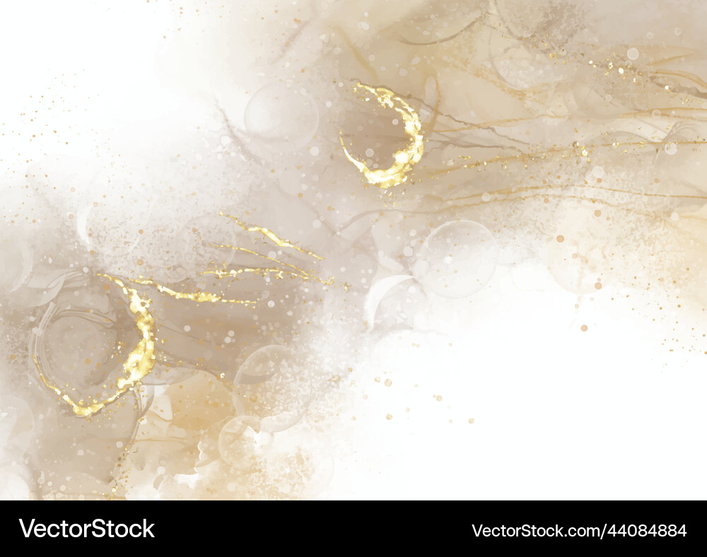 Gold Alcohol Ink Swirls Vector Image