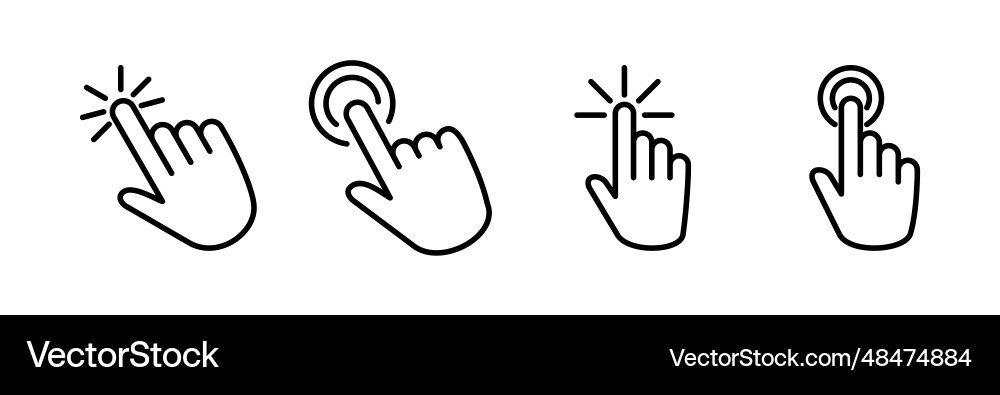 Hand click icon clicking finger pointer vector image