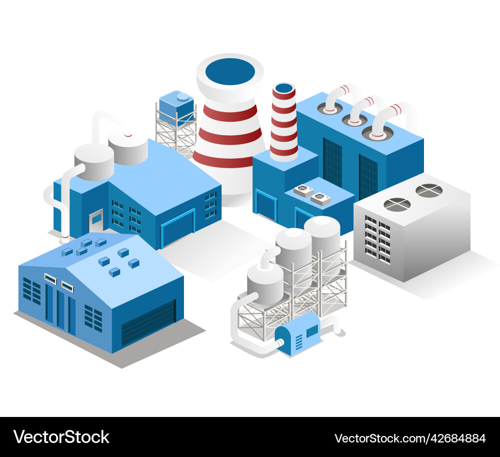 Isometric flat concept factory industrial Vector Image