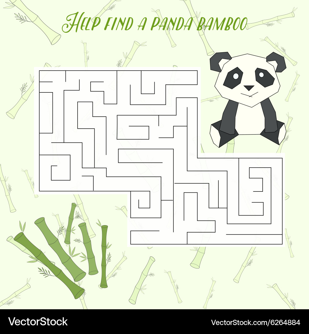 Labyrinth maze find a way panda layout for game vector image