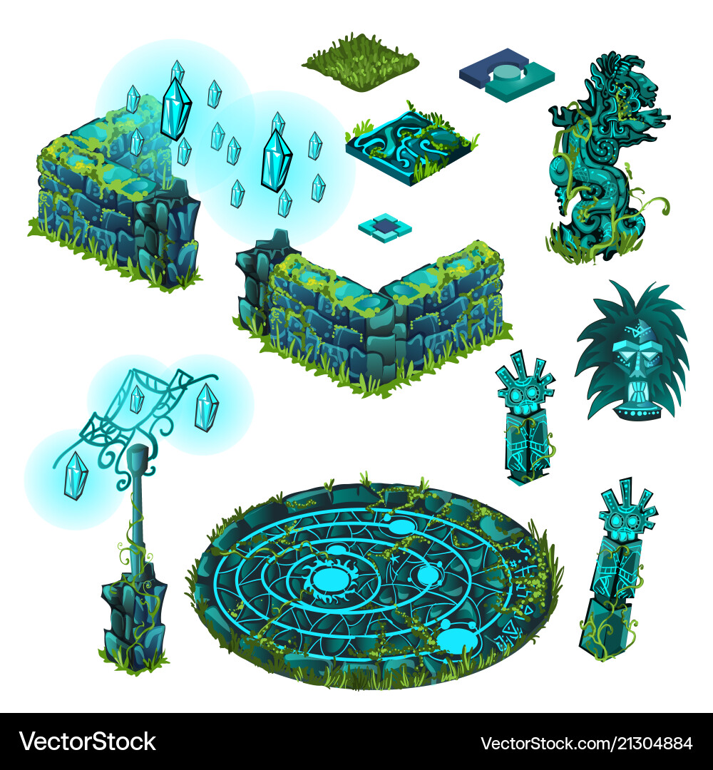 Luminous Stone Totems - Turquoise vector image