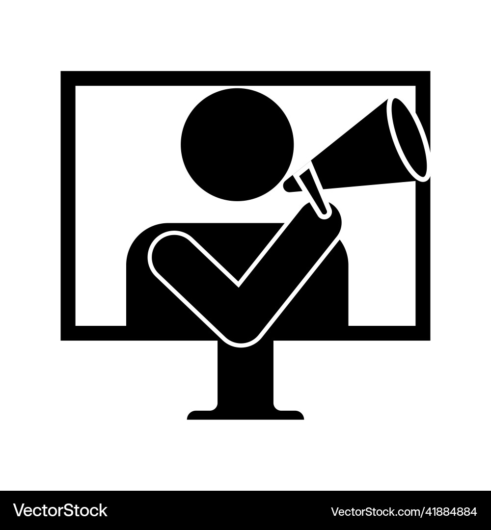Man speaker with a in the monitor Man speaker with a in the monitor Vector Image