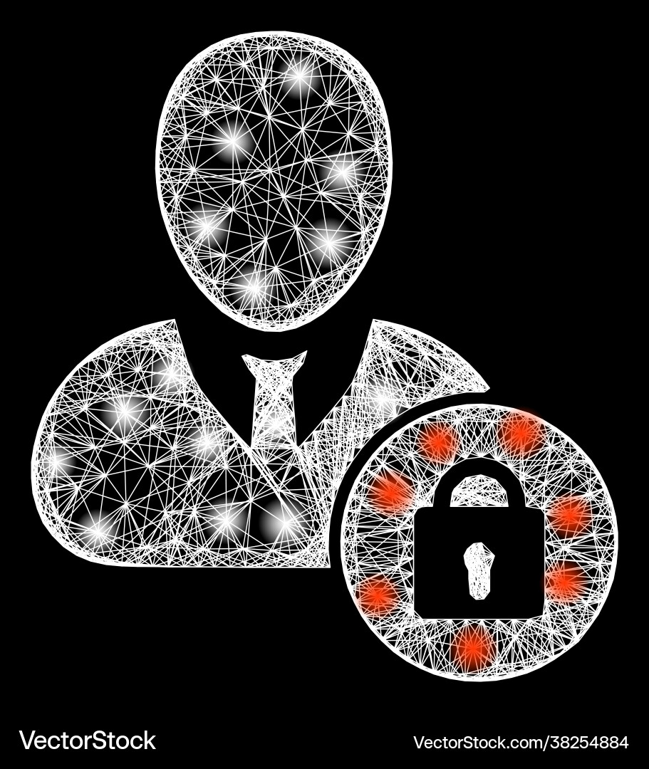 Net locked user web mesh with bright flares Net locked user web mesh with bright flares vector image