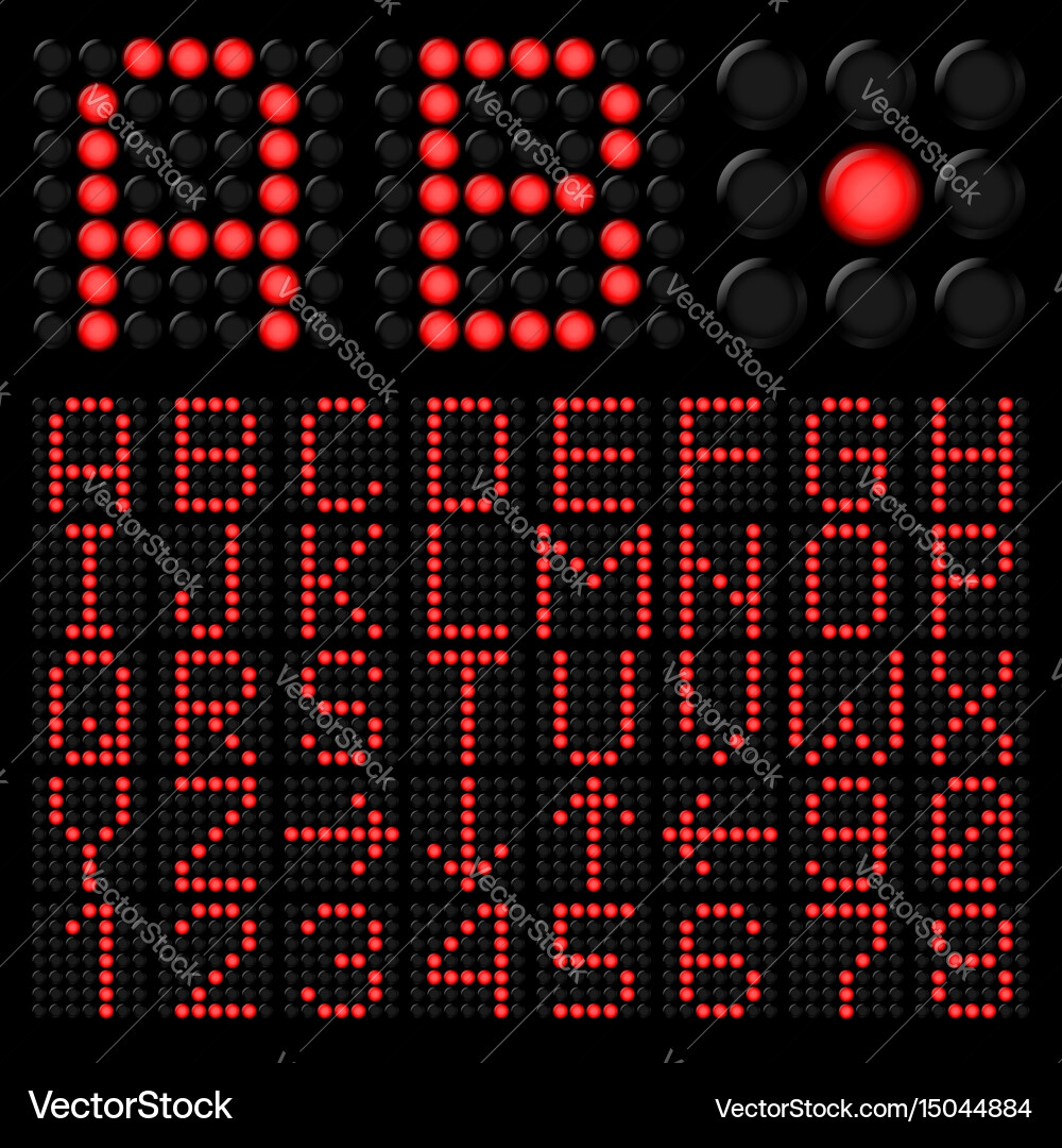 Red digital alphabetic and numeric characters Vector Image