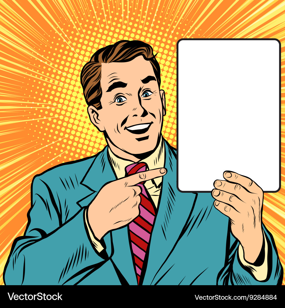 Retro Man with Poster vector image