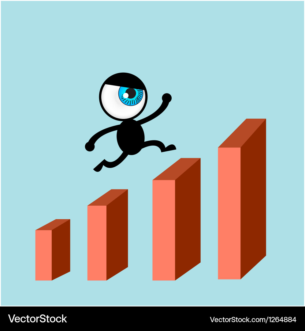 Running Man on Graph Bars vector image