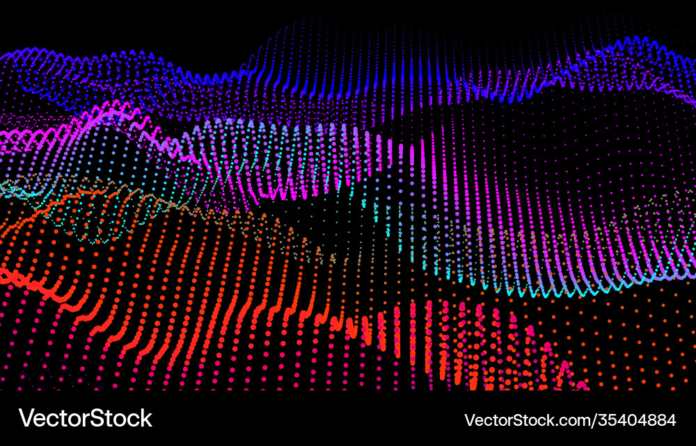 Sea waves from node hud data dots flow research Vector Image