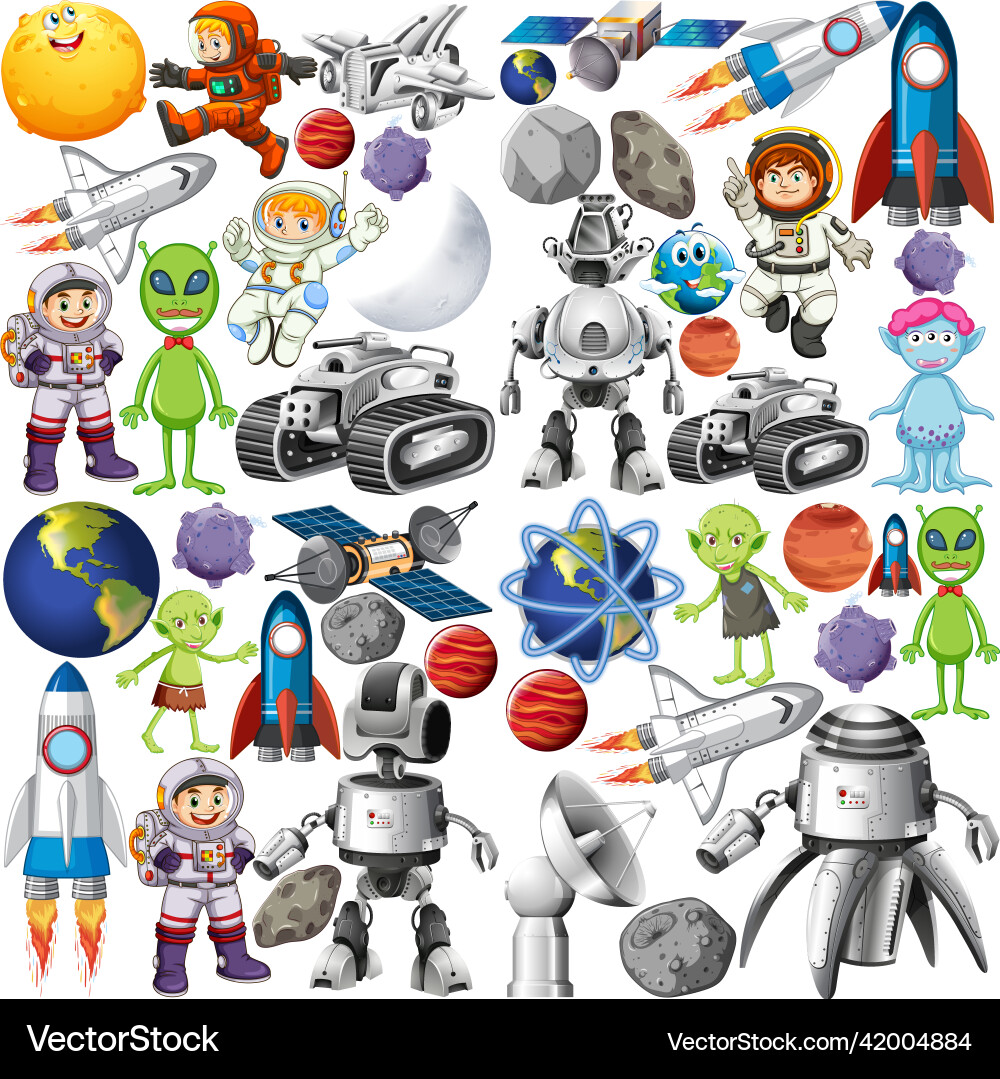 Set of space objects on white background Set of space objects on white background Vector Image