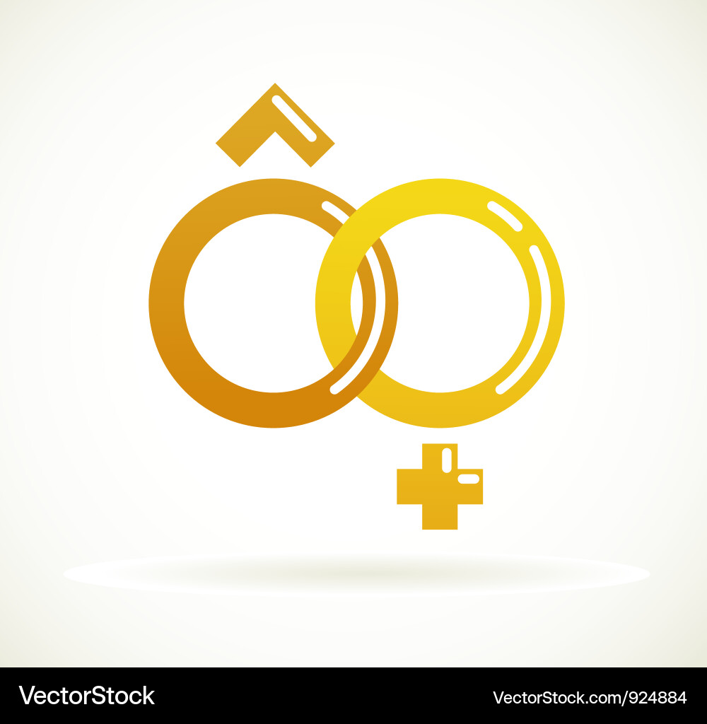 Wedding icon - golden rings vector image