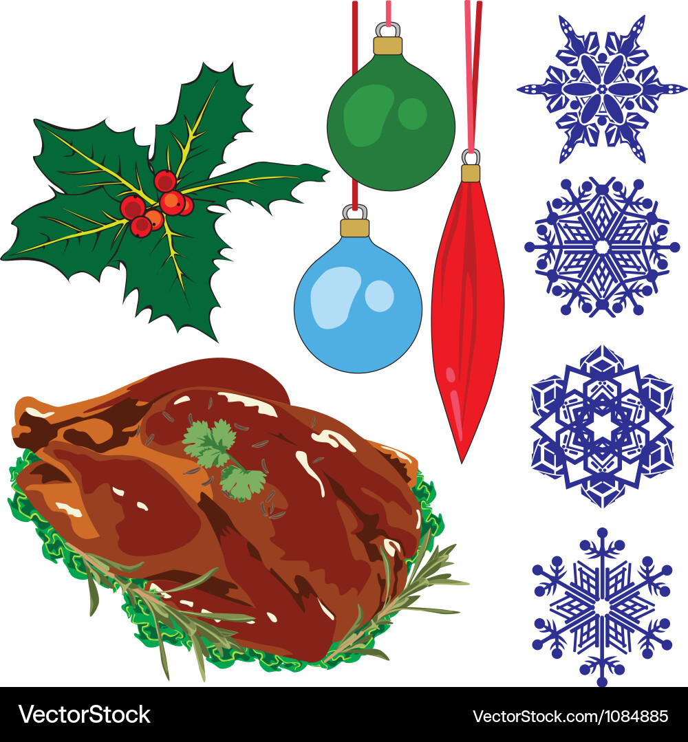 A collection of objects representing christmas vector image