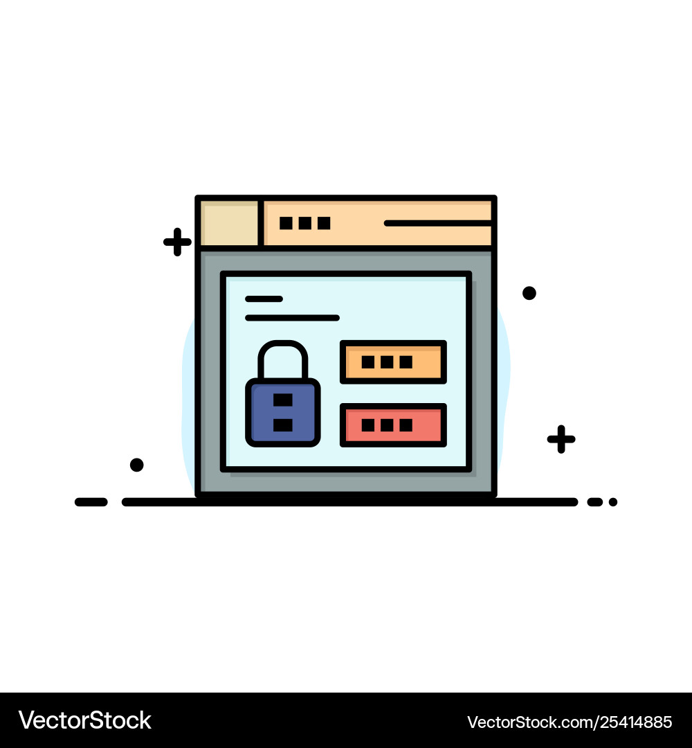 Browser web lock code business flat line filled Browser web lock code business flat line filled vector image