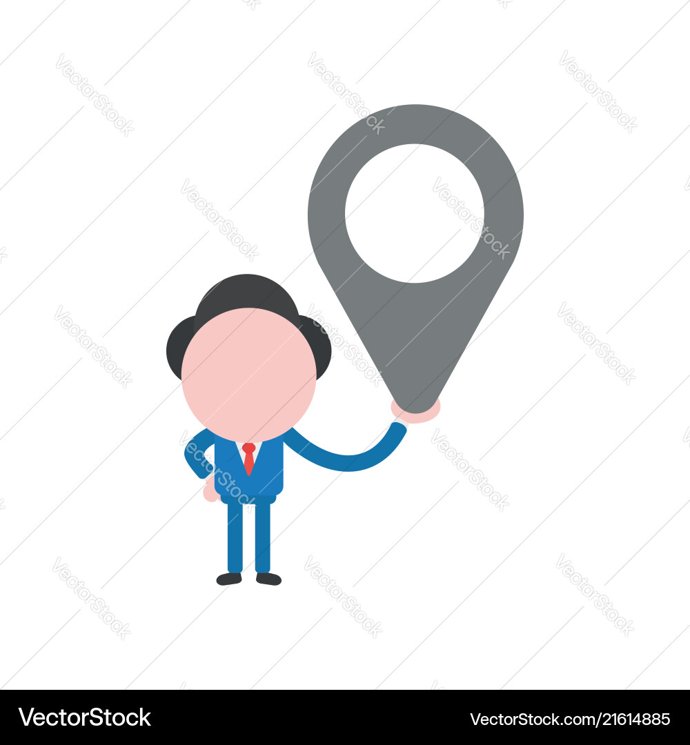 Businessman character holding map pointer vector image