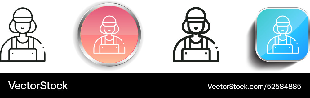 Carpenter icon thin linear regular and button vector image