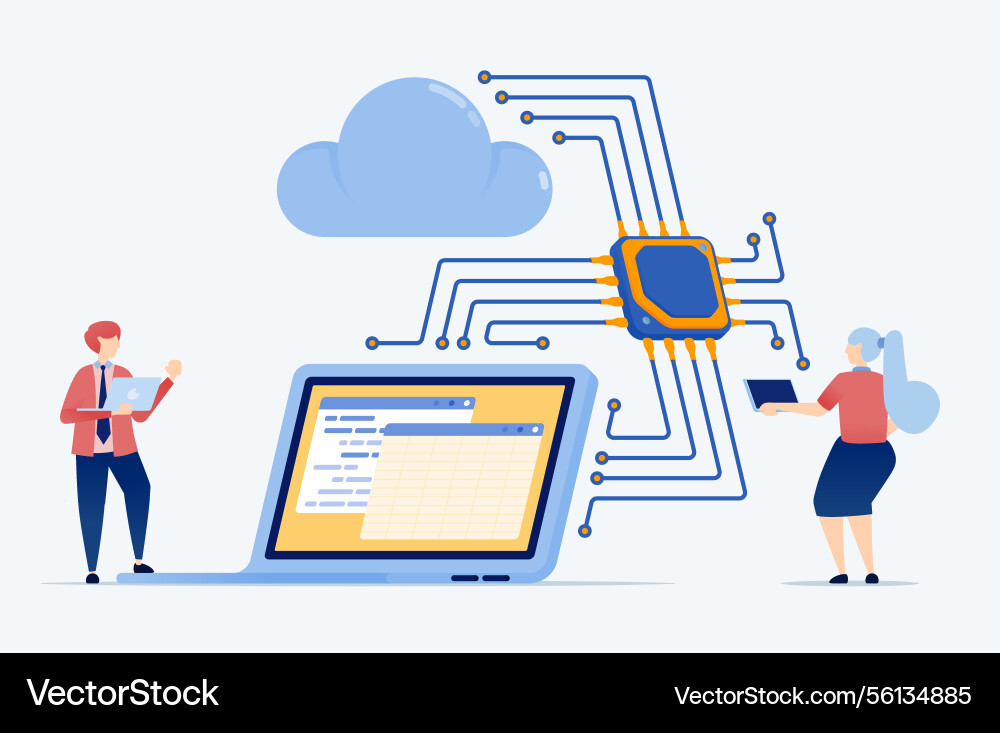 Chip or processor with machine learning assists Chip or processor with machine learning assists vector image