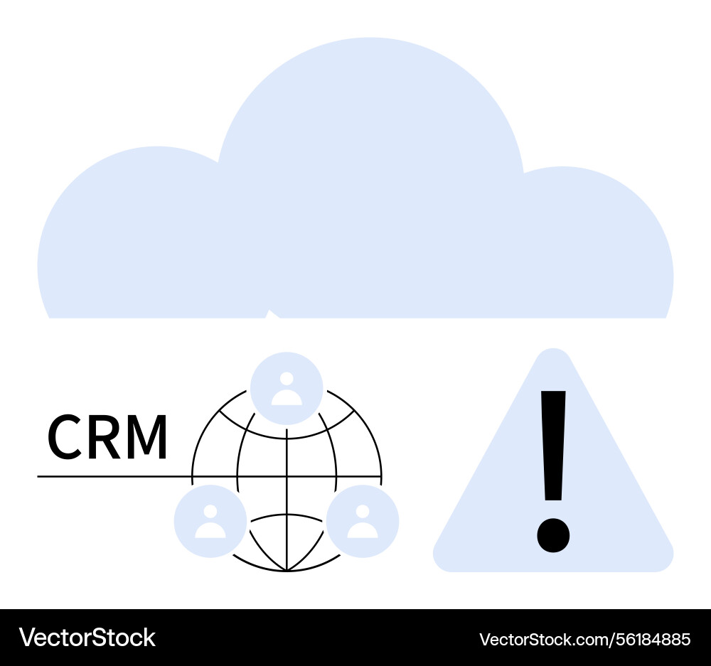 Cloud-based crm with user connections and alert Cloud-based crm with user connections and alert vector image