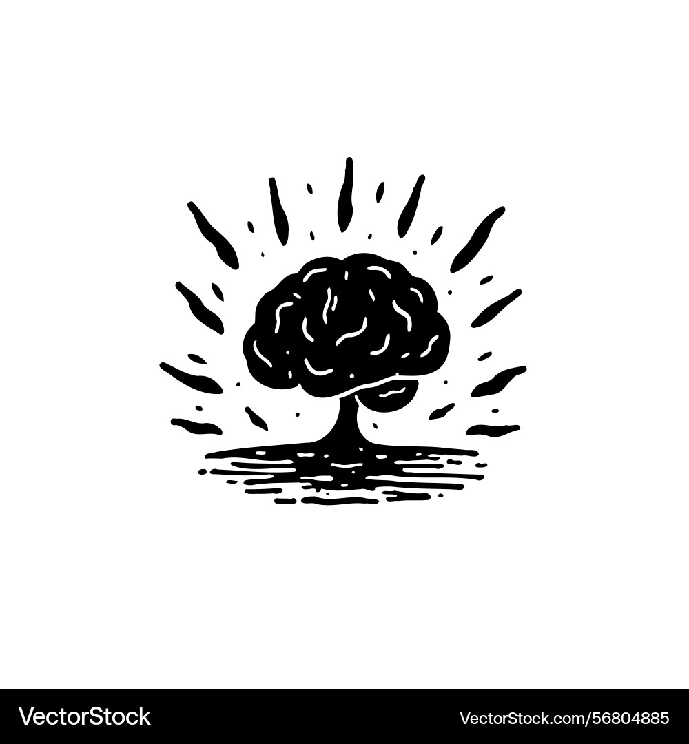 Conceptual abstract brain tree with radiating Conceptual abstract brain tree with radiating Vector Image