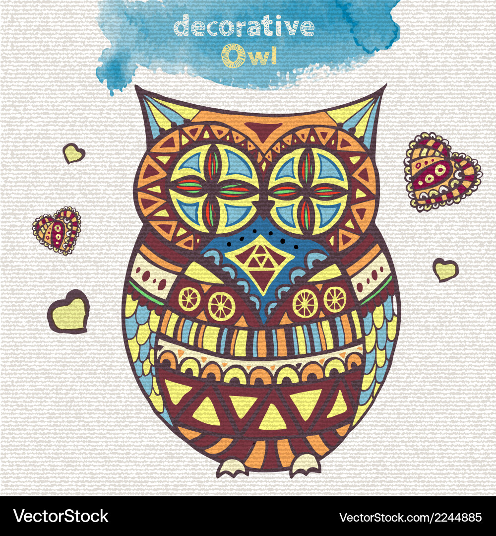 Decorative owl Royalty Free Vector Image - VectorStock