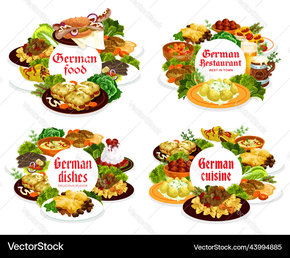 Deutsche Speisen und Gerichte Mittagessen Abendessen Deutsche Speisen und Gerichte Mittagessen Abendessen vektorbild